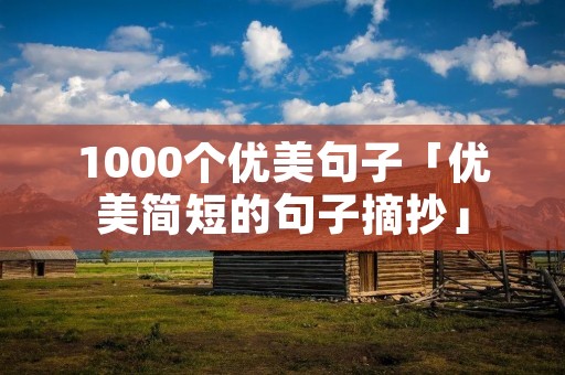 1000个优美句子「优美简短的句子摘抄」