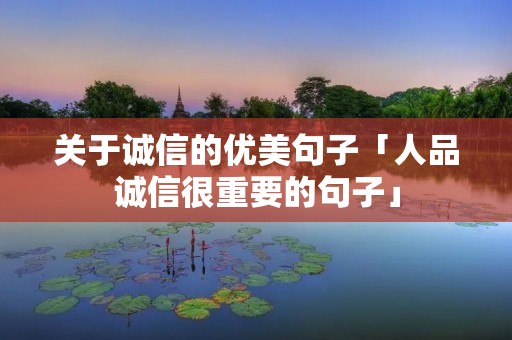 关于诚信的优美句子「人品诚信很重要的句子」