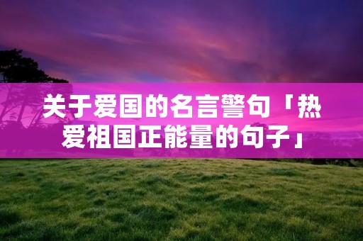 关于爱国的名言警句「热爱祖国正能量的句子」
