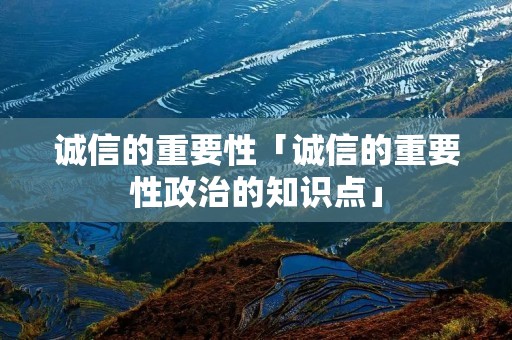 诚信的重要性「诚信的重要性政治的知识点」
