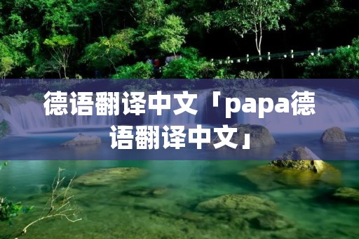 德语翻译中文「papa德语翻译中文」