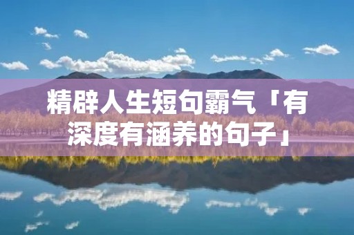精辟人生短句霸气「有深度有涵养的句子」