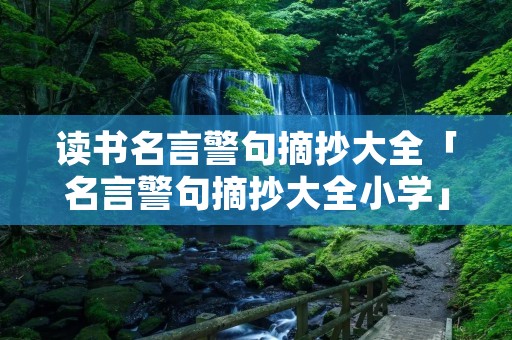 读书名言警句摘抄大全「名言警句摘抄大全小学」