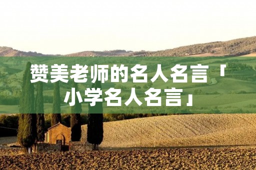 赞美老师的名人名言「小学名人名言」