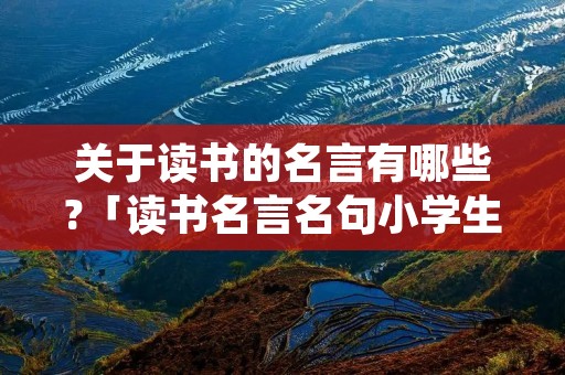 关于读书的名言有哪些?「读书名言名句小学生」