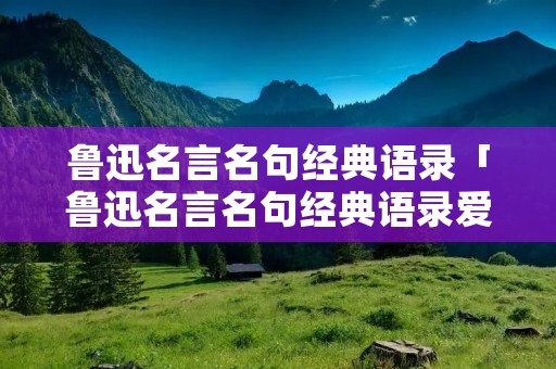 鲁迅名言名句经典语录「鲁迅名言名句经典语录爱情」