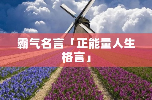 霸气名言「正能量人生格言」