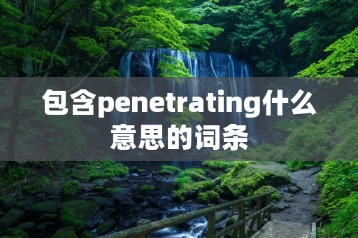 包含penetrating什么意思的词条
