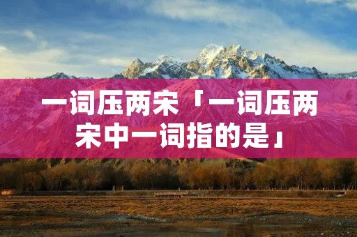 一词压两宋「一词压两宋中一词指的是」