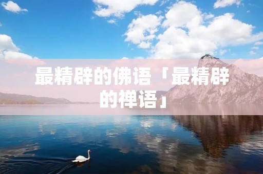 最精辟的佛语「最精辟的禅语」