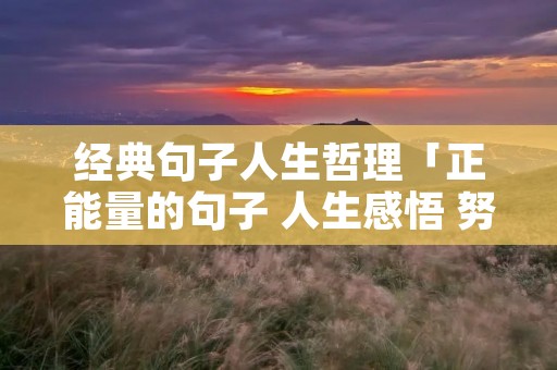 经典句子人生哲理「正能量的句子 人生感悟 努力工作」 经典句子人生哲理「正能量的句子 人生感悟 努力工作」