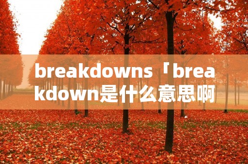 breakdowns「breakdown是什么意思啊」 breakdowns「breakdown是什么意思啊」
