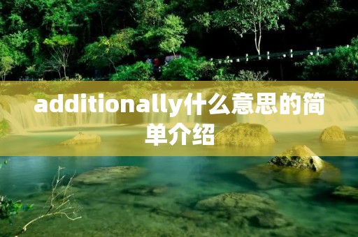 additionally什么意思的简单介绍 additionally什么意思的简单介绍