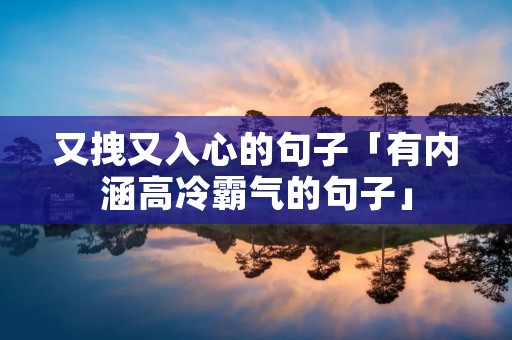 又拽又入心的句子「有内涵高冷霸气的句子」