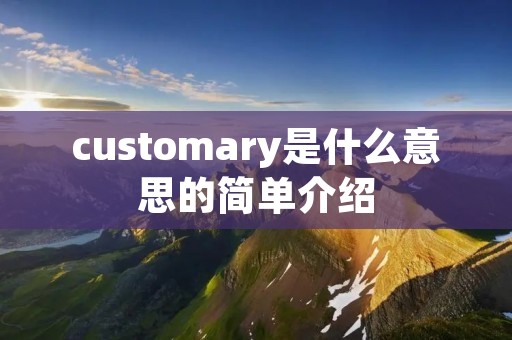 customary是什么意思的简单介绍