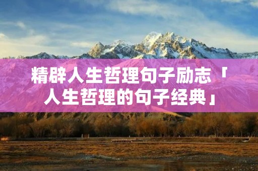 精辟人生哲理句子励志「人生哲理的句子经典」