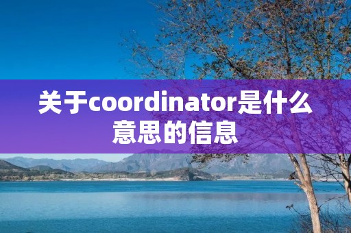 关于coordinator是什么意思的信息