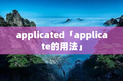 applicated「applicate的用法」