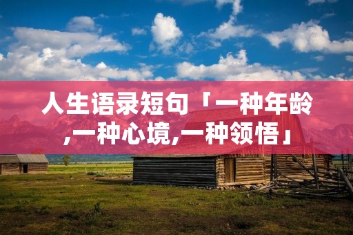人生语录短句「一种年龄,一种心境,一种领悟」