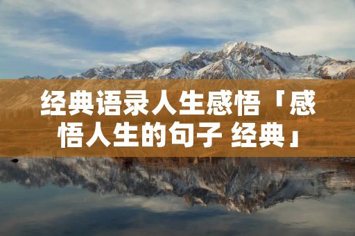 经典语录人生感悟「感悟人生的句子 经典」