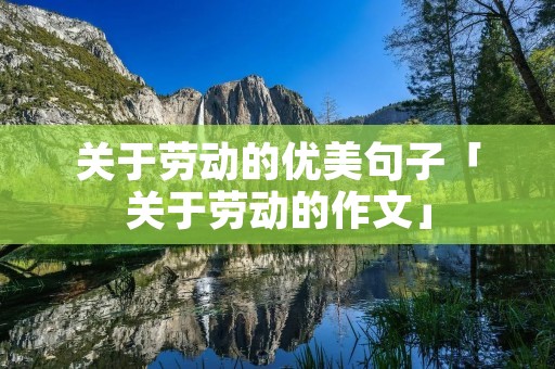 关于劳动的优美句子「关于劳动的作文」