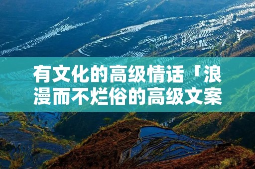 有文化的高级情话「浪漫而不烂俗的高级文案」