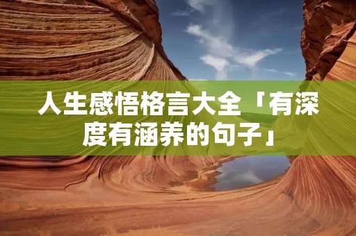 人生感悟格言大全「有深度有涵养的句子」