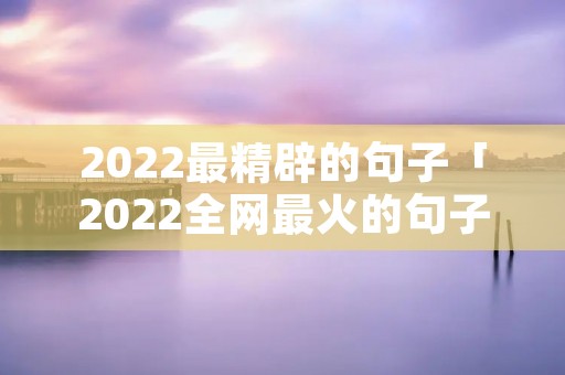 2022最精辟的句子「2022全网最火的句子」