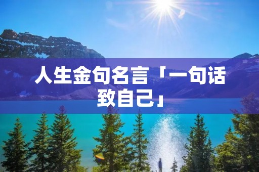 人生金句名言「一句话致自己」