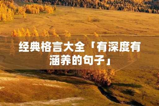 经典格言大全「有深度有涵养的句子」