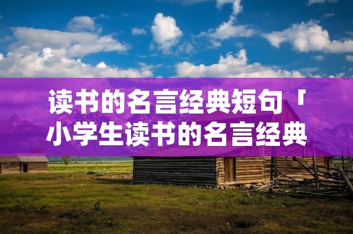 读书的名言经典短句「小学生读书的名言经典短句」