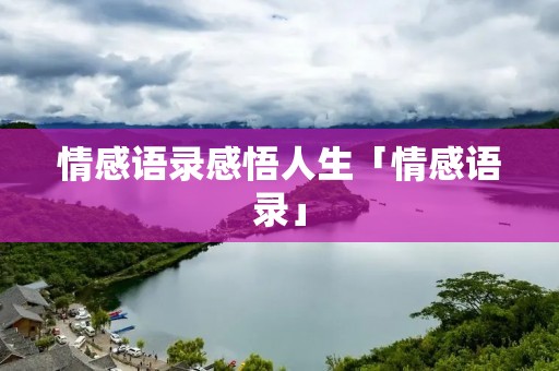 情感语录感悟人生「情感语录」