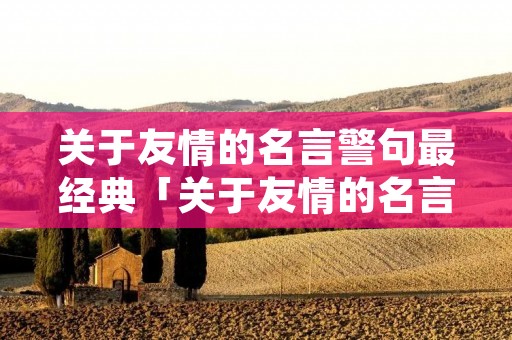 关于友情的名言警句最经典「关于友情的名言警句40条简短」