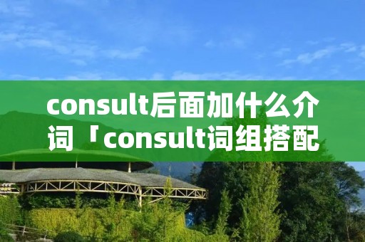 consult后面加什么介词「consult词组搭配」