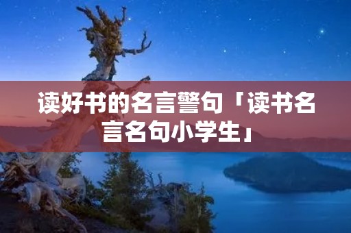读好书的名言警句「读书名言名句小学生」