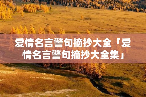 爱情名言警句摘抄大全「爱情名言警句摘抄大全集」