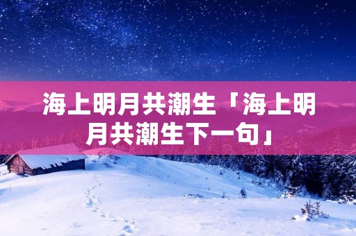 海上明月共潮生「海上明月共潮生下一句」