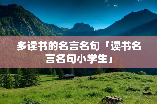 多读书的名言名句「读书名言名句小学生」