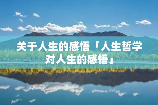 关于人生的感悟「人生哲学对人生的感悟」