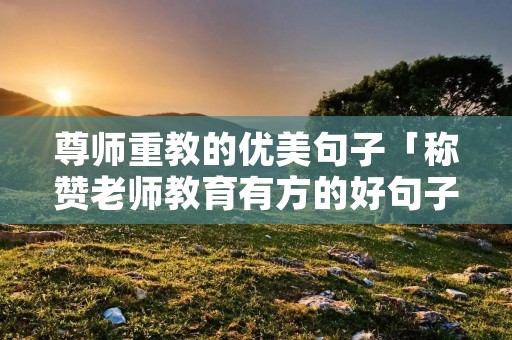 尊师重教的优美句子「称赞老师教育有方的好句子」
