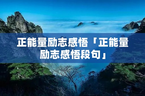正能量励志感悟「正能量励志感悟段句」