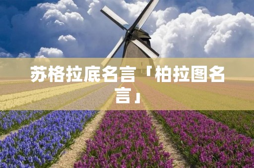 苏格拉底名言「柏拉图名言」