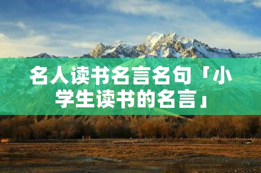 名人读书名言名句「小学生读书的名言」