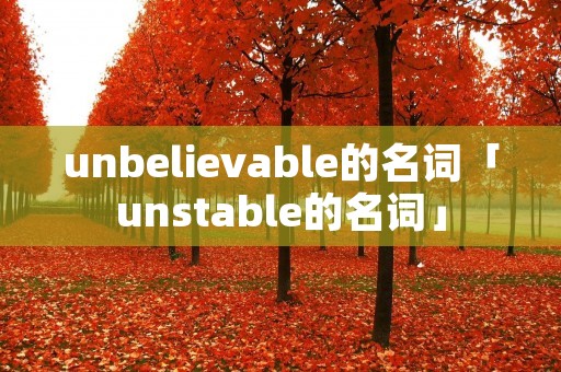 unbelievable的名词「unstable的名词」