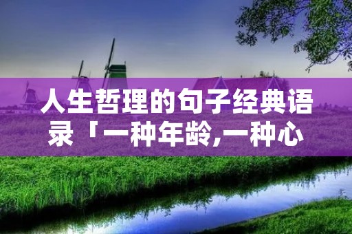人生哲理的句子经典语录「一种年龄,一种心境,一种领悟」