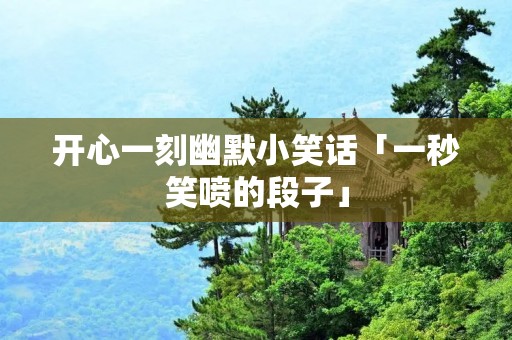 开心一刻幽默小笑话「一秒笑喷的段子」 开心一刻幽默小笑话「一秒笑喷的段子」