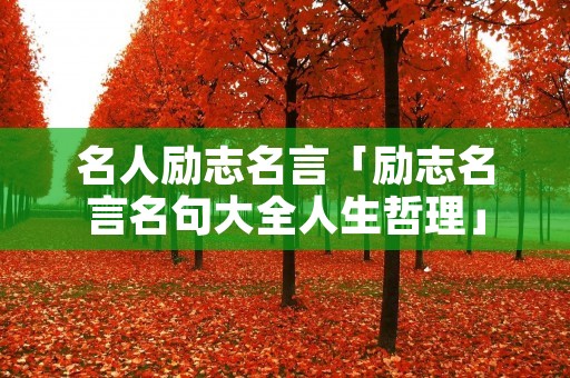 名人励志名言「励志名言名句大全人生哲理」