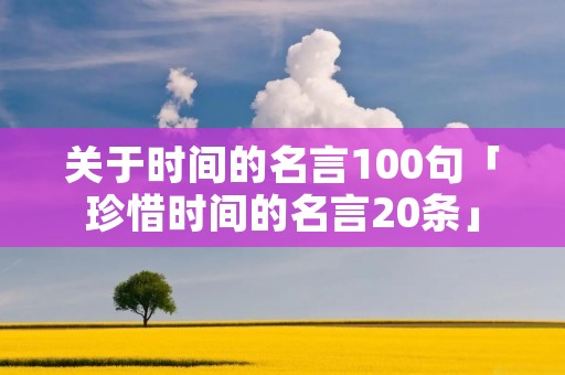 关于时间的名言100句「珍惜时间的名言20条」