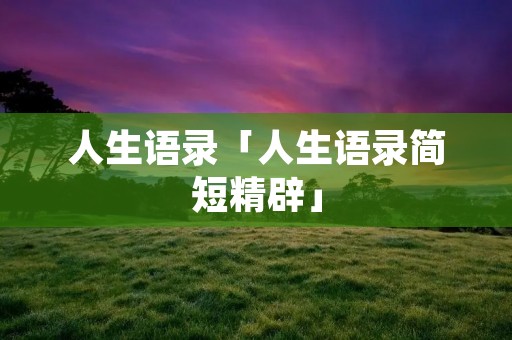 人生语录「人生语录简短精辟」