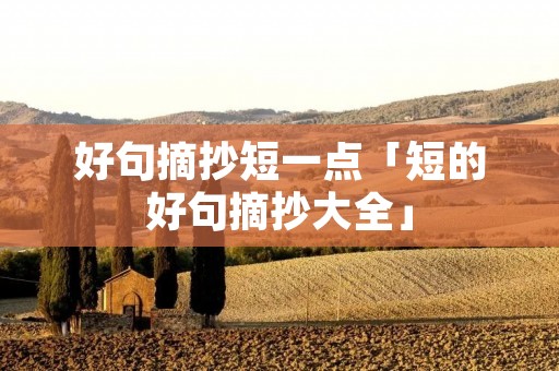 好句摘抄短一点「短的好句摘抄大全」